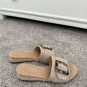 Calvin Klein Beige Slide Sandals with Buckle